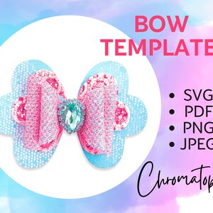 Playful Hair Bow Template SVG - Faux Leather Hair Bow Template SVG Cut File for Cricut Silhouette Pdf, Png - DIY