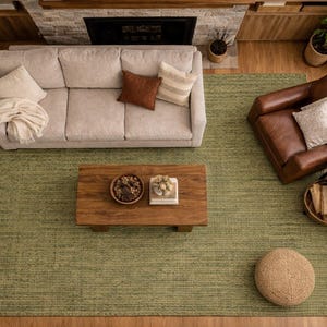 Green Toned Jute Rug: Hand-Woven Eco-Friendly Boho Decor- Chick Rustic Farmhouse Vintage Inspired decor image 3