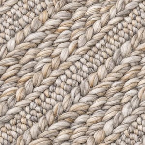 Handwoven Chunky Wool Rug 8x10 | Natural Brown Braided Boho Farmhouse Carpet