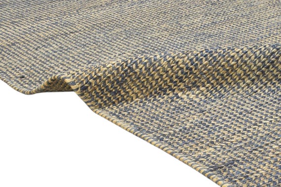 Blue Jute Rug : Hand Knitted Eco-Friendly Boho Floor Mat-4x6, 8x10,6x9, 2x10 Blue  Runner Rugs.