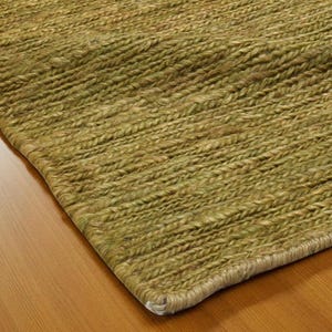 Green Toned Jute Rug: Hand-Woven Eco-Friendly Boho Decor- Chick Rustic Farmhouse Vintage Inspired decor