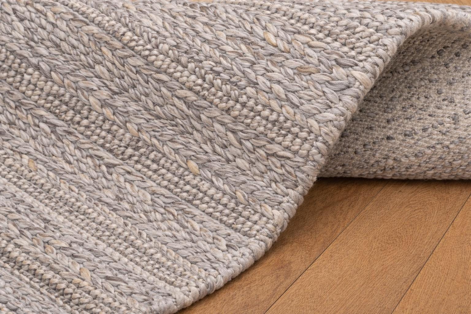 Chunky Boho Rug Handwoven Chunky Wool Rug: Braided Brown & Grey, Boho Farmhouse Style ...