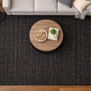 Handmade Black Jute Rug: Eco-Friendly Boho Floor Mat-5x8, 8x10,6x9 size rug image 2