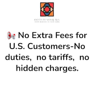 May include: The image features the logo for Knotty by Nature Rug, with text stating "No Extra Fees for U.S. Customers - No duties, no tariffs, no hidden charges."