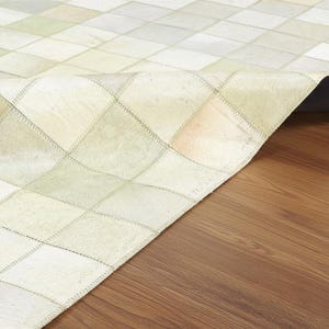 Blocks Handmade Leather Cream Rug