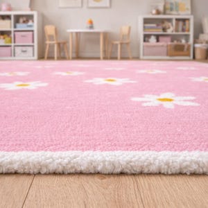Pink Flower Rug-Kids Nursery Decor-Playroom rug Daisy pink image 2