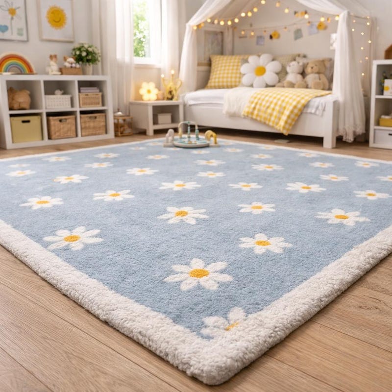 Kids Blue Bedroom Rug - Etsy