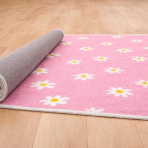 Pink Flower Rug-Kids Nursery Decor-Playroom rug Daisy pink image 5