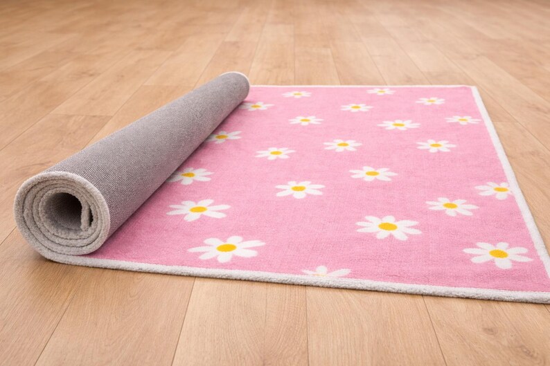 Pink Flower Rug-Kids Nursery Decor-Playroom rug Daisy pink image 5