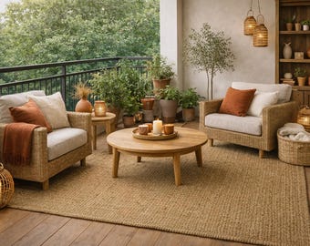 Handmade Jute Area Rug: Eco-Friendly Woven Floor Mat-Earthy Home Decor