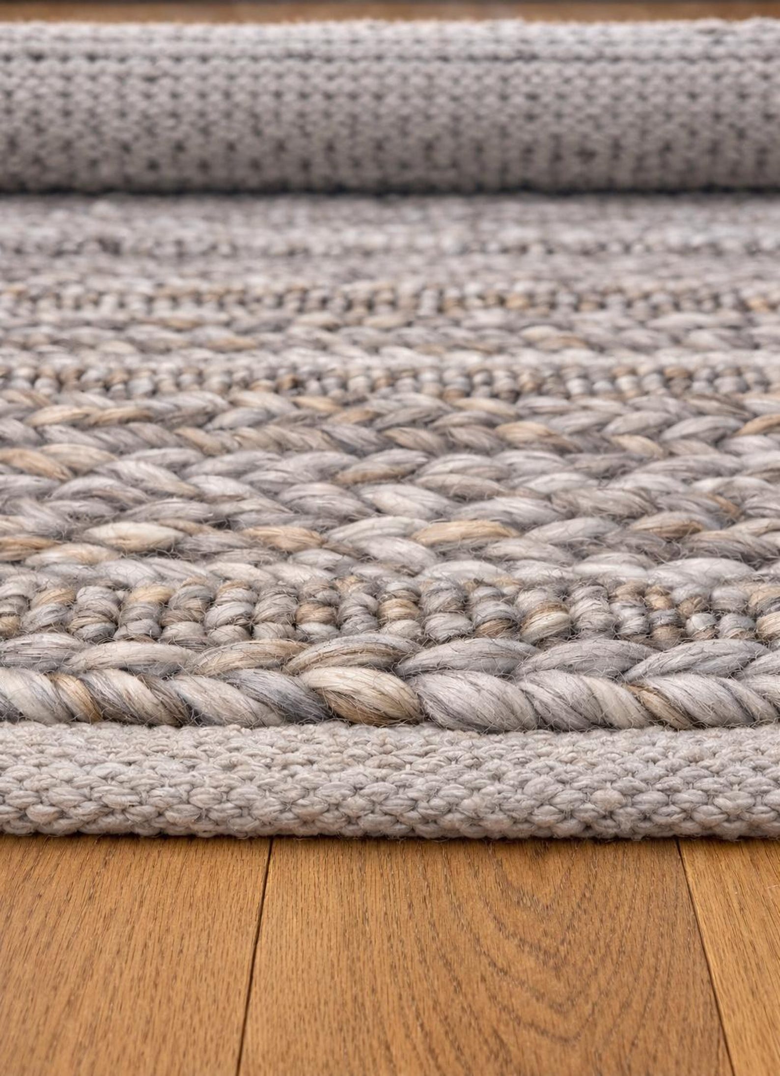 Chunky Boho Rug Handwoven Chunky Wool Rug: Braided Brown & Grey, Boho Farmhouse Style ...