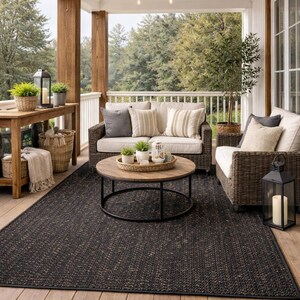 Handmade Black Jute Rug: Eco-Friendly Boho Floor Mat-5x8, 8x10,6x9 size rug image 4