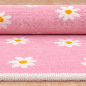 Pink Flower Rug-Kids Nursery Decor-Playroom rug Daisy pink image 3