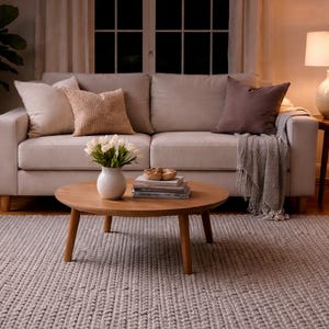Handwoven Grey Chunky Wool Rug | Braided Cable Knit 5x8 Area Carpet, Scandinavian Boho image 6