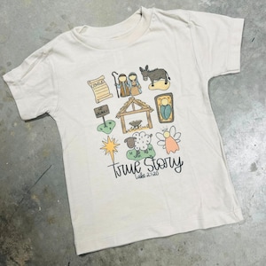 T-shirt Crèche de Noël Histoire vraie de Jésus pour adulte