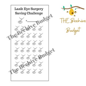 Lasik Augen-Chirurgie-Spar-Challenge. A6 Kassenmappe/ Geldbeutel/ Umschlag/ Printable/ Kassenbeutel/ Kassenbudget