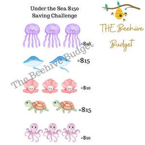 Under the sea A6 saving challenge/ cash envelope binder/ printable saving challenge. fun.