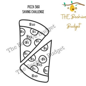 Pizza Saving Challenge/ A6 cash envelopes.binder/ printable saving challenge./ sinking fund