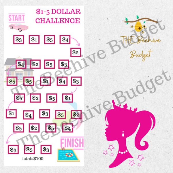 1-5 Dollar Saving Challenge/ saving money/ Cash Stuffing/ Printable saving challenge Digital print