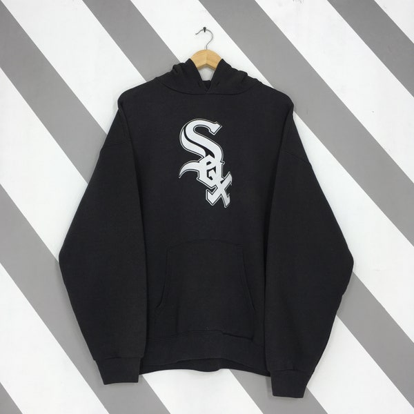 Vintage Chicago White Sox Hoodie Sweatshirt XLarge Chicago White Sox Embroidered Pullover White Sox American Baseball Black Sweater Size XL