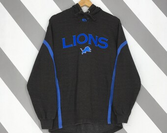 Felpa con cappuccio vintage Y2K Detroit Lions NFL Felpa con cappuccio XLarge Detroit Lions Ricamo Spell Out Pullover Lions Felpe con cappuccio football americano Taglia XL