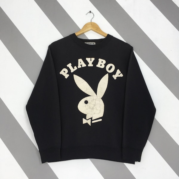 Vintage Y2K Playboy Bunny Black Sweatshirt Medium Playboy Spell Out Big Logo Crewneck Playboy Bunny Jumper Playboy Bunny Sweater Size M