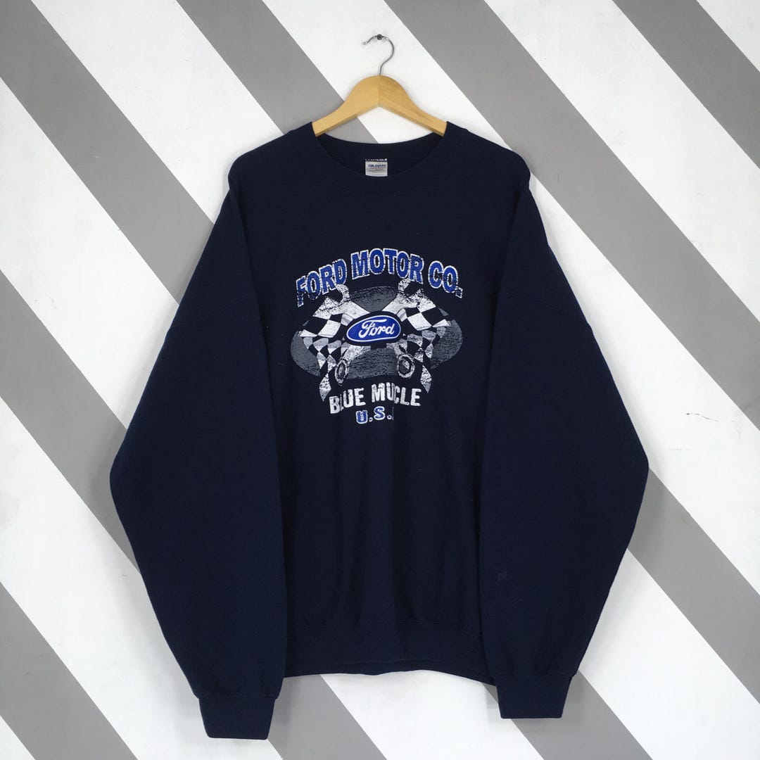 Ford Racing Sweatshirt Vintage Ford Motor Racing Car Sweatshirt Oversize Ford Motor Blue ...