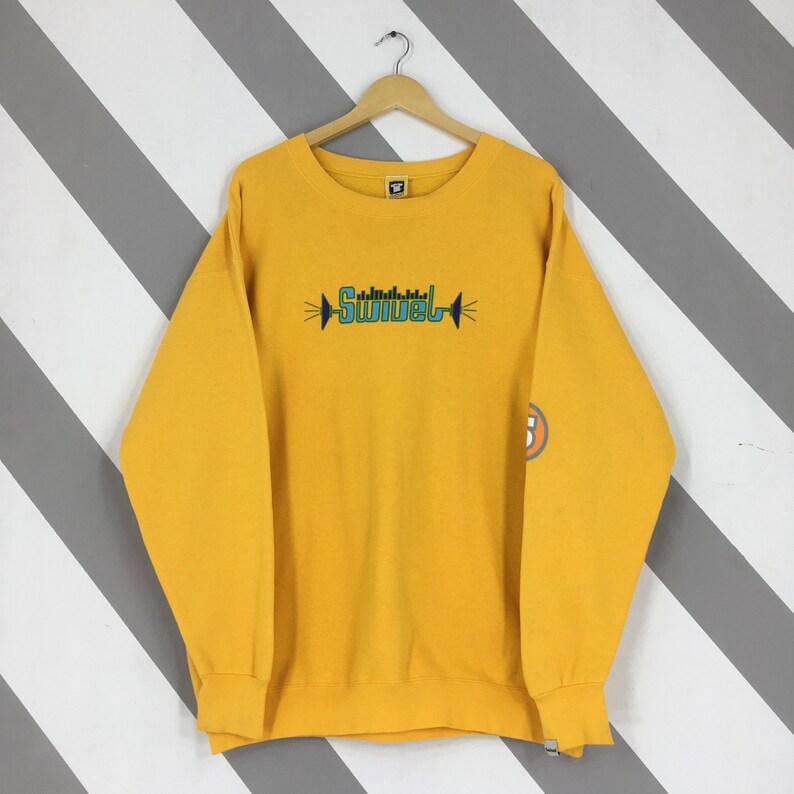 Vintage 90s Swivel Clothing Yellow Sweatshirt Large Swivel Spell Out