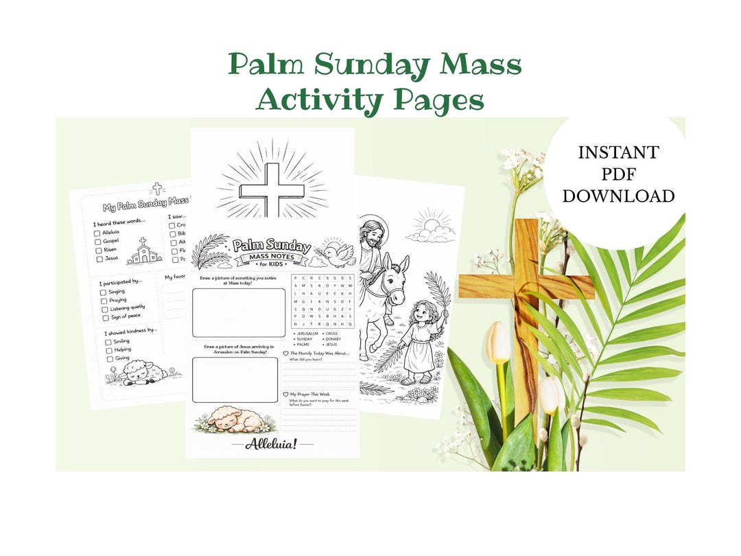 Palm Sunday Mass Activity Book for Kids | Catholic Printable Quiet Pack ...