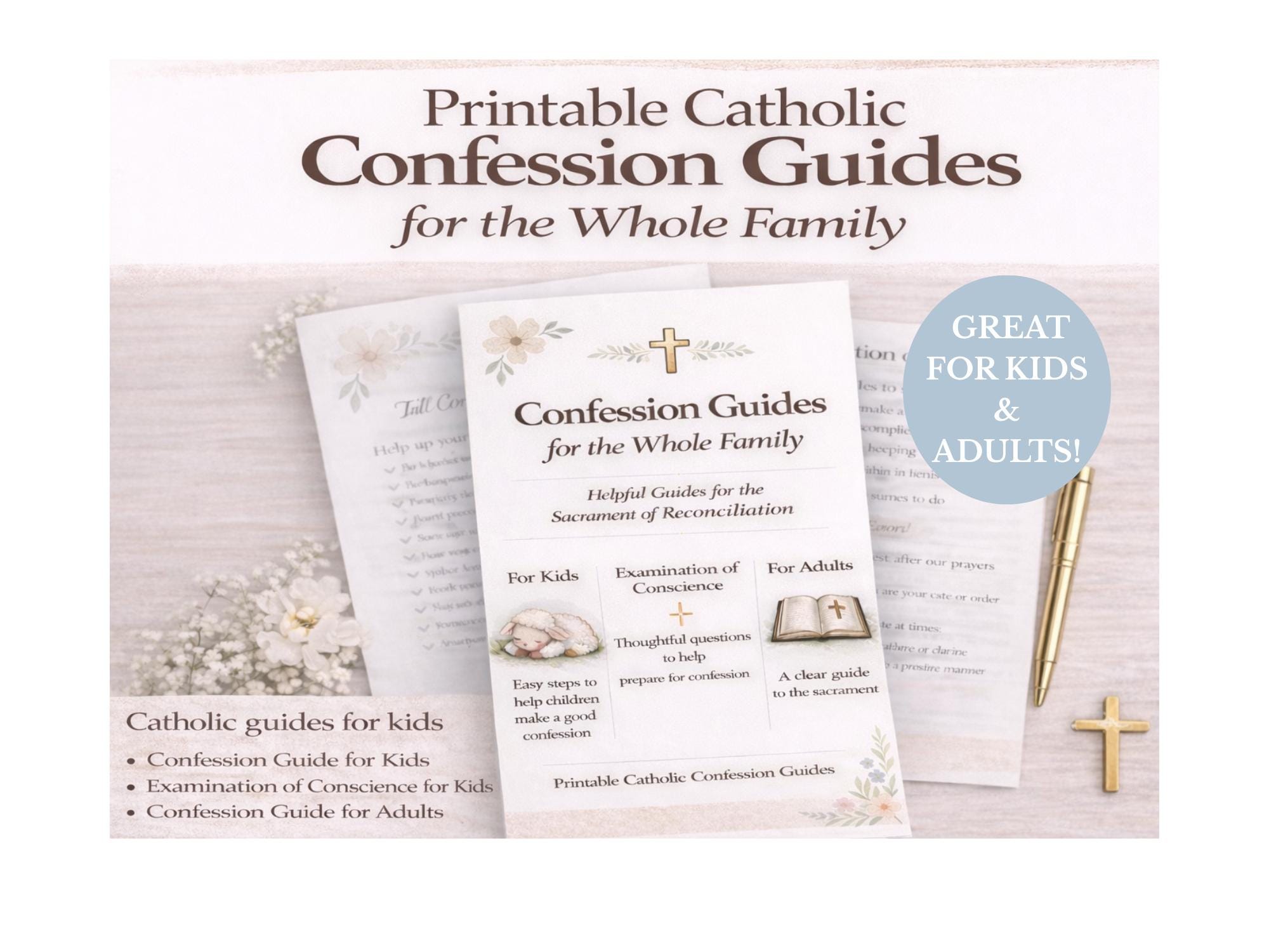 Printable Catholic Confession Guides for Kids and Adults | Examination ...