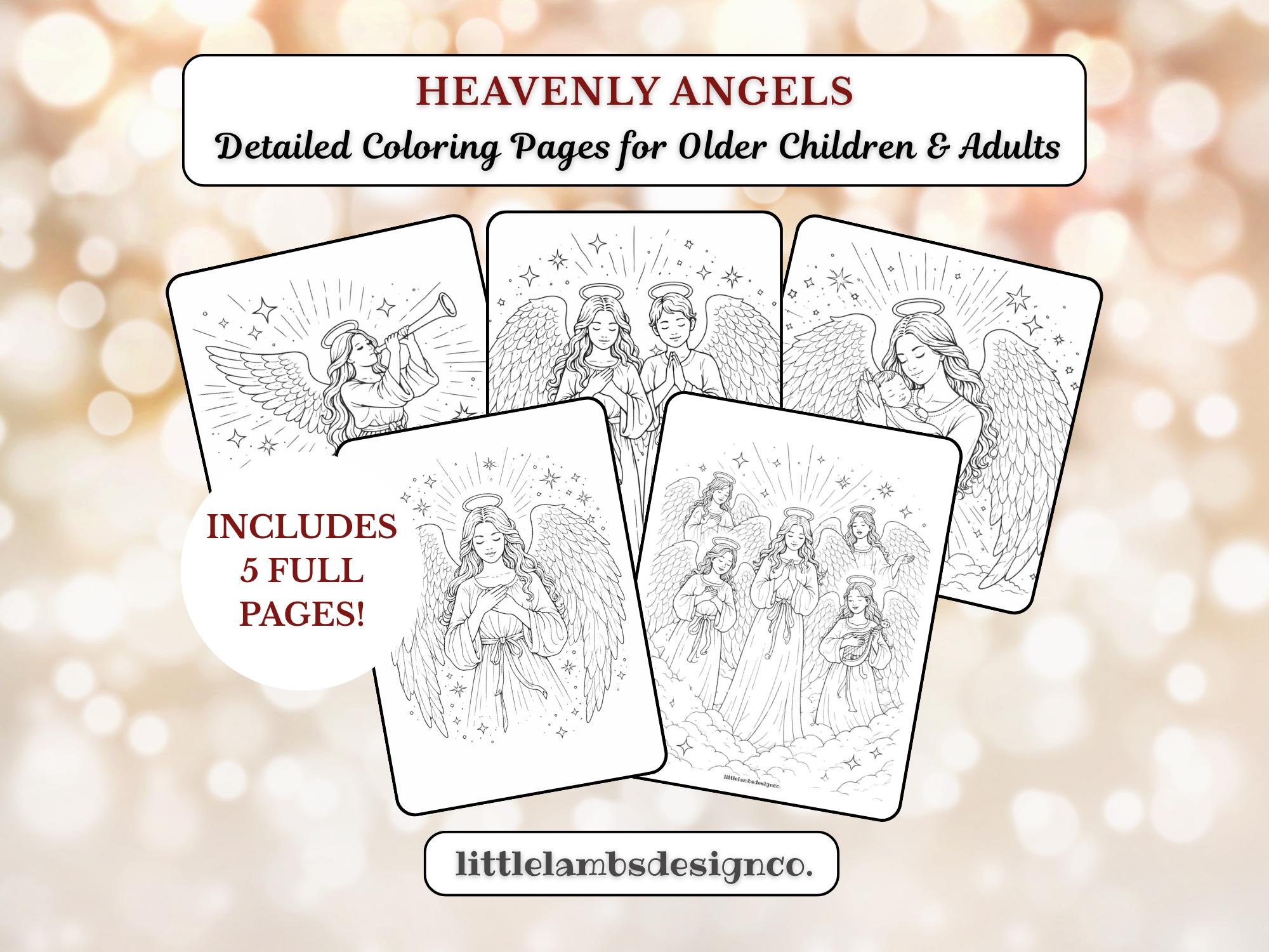 Heavenly Angels Coloring Pages Christian Printable Activity PDF Etsy