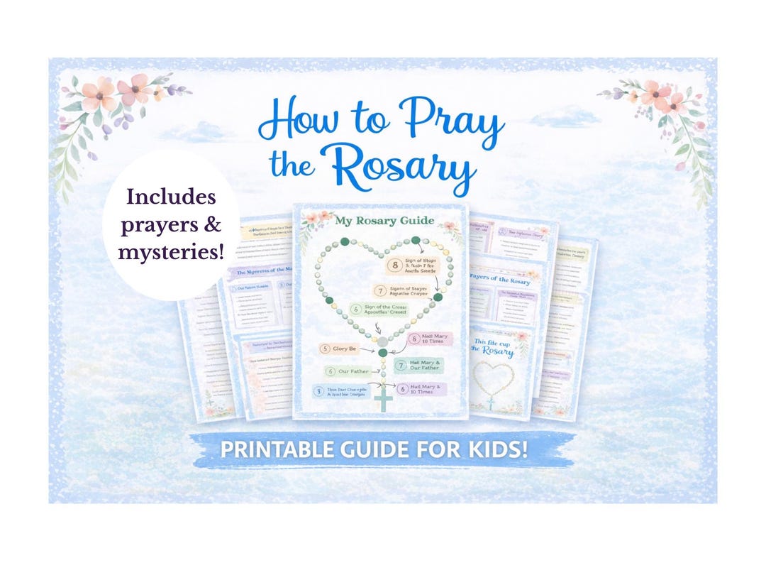 Printable Catholic Rosary Guide for Kids | Prayers, Mysteries (digital ...