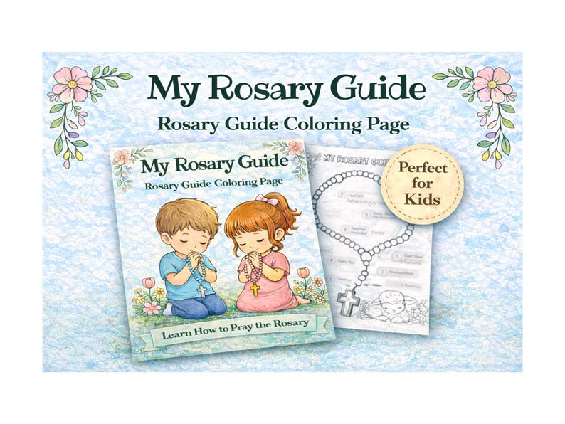 Kids Rosary Coloring Page | Catholic Prayer Guide for Children (digital ...