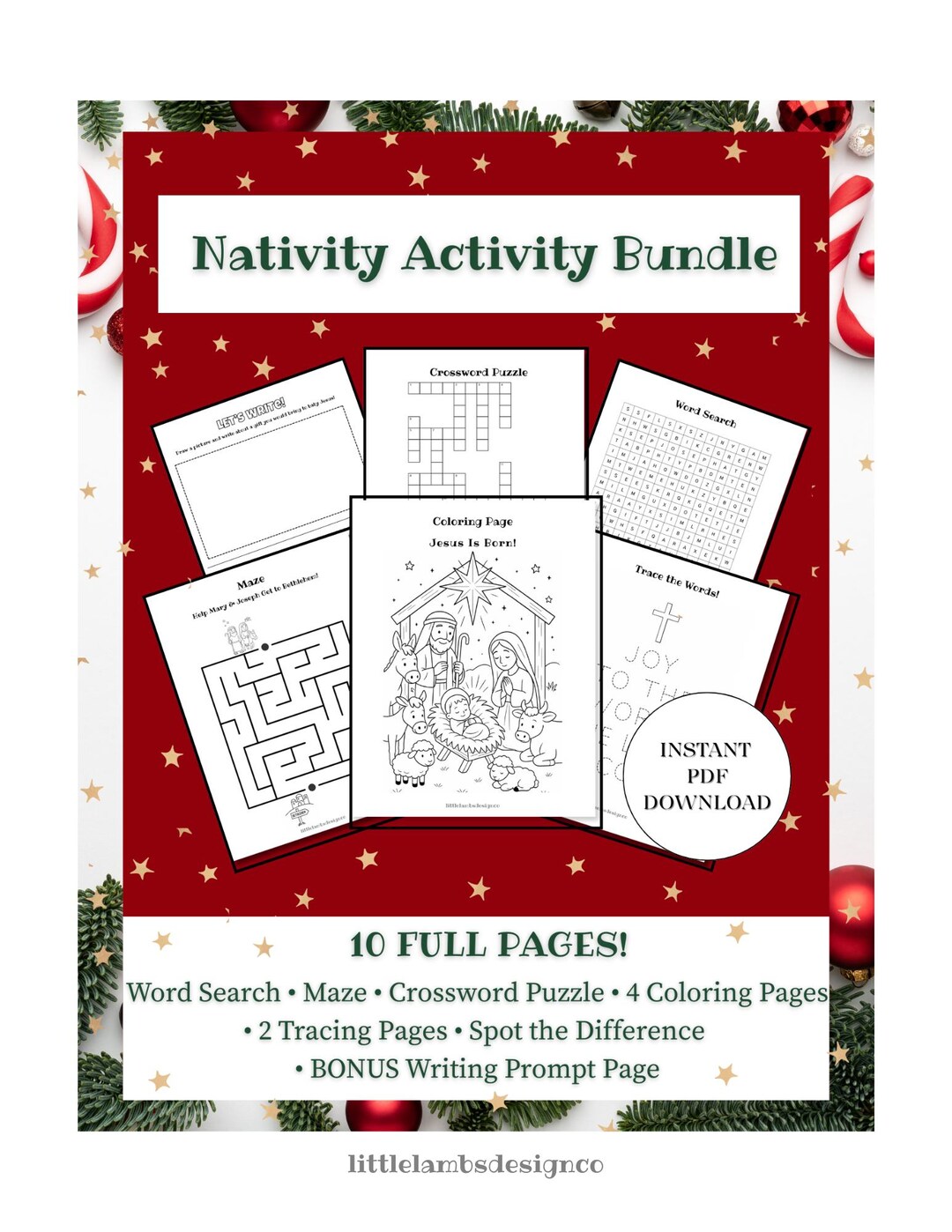 Kids’ Nativity Activity Bundle • Christian Christmas Bible Worksheets ...