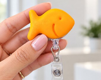Goldfish Badge Reel ID Holder, Nurse Student RN School Hospital Teacher, Gift Accessory