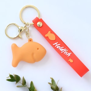 Goldfish Keychain, Cute Gift for Goldfish Crackers Lovers, Handmade Keychain, Teacher Gift Idea