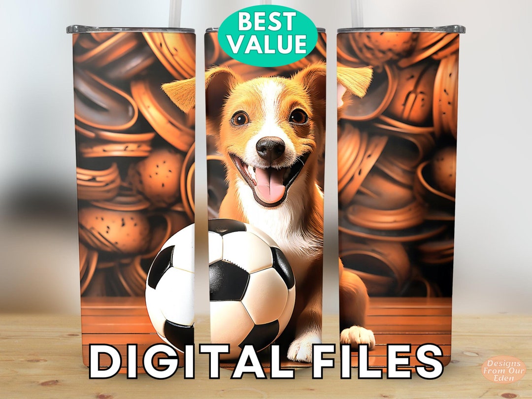 3D Football Fan Dog With Ball Sport Digital Printables 20oz Etsy