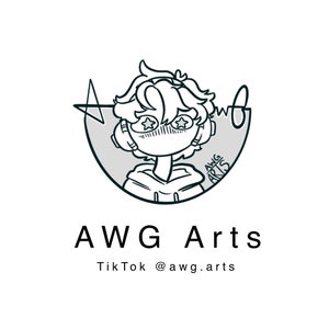 Puede incluir: Ilustraci&oacute;n en blanco y negro de un personaje de dibujos animados con una estrella en el ojo. El personaje lleva auriculares y una sudadera con capucha. El texto "AWG Arts" y "TikTok @awg.arts" est&aacute; debajo de la ilustraci&oacute;n.