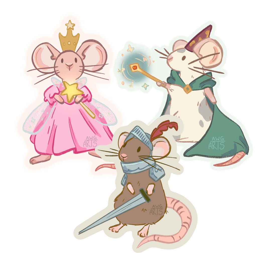 Magical Mouse Stickers!- Fairy Princess, Wizard, and Knight Mice - Etsy
