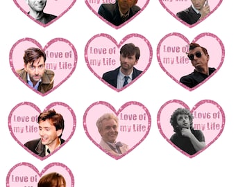 Paquete de pegatinas de famosos enamorados del amor de mi vida C: principalmente David Tennant y Michael Sheen, Doctor Who, Buenos presagios
