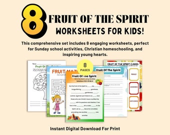 Fruit Of The Spirit, Bible Study Printable, Sunday School, Sunday School Printable, Christian Worksheets, Bible Worksheets, Kids Bible Study