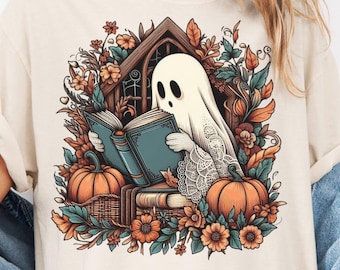 Bookish Halloween PNG 300 DPI, Geister-Lesebuch Halloween, gemütliche Herbstsaison Png (Digitaler Download)
