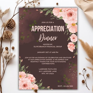 Appreciation Dinner Invitation, Dinner Party, Employee Appreciation, Staff Appreciation Dinner, Client Appreciation Dinner Invitation