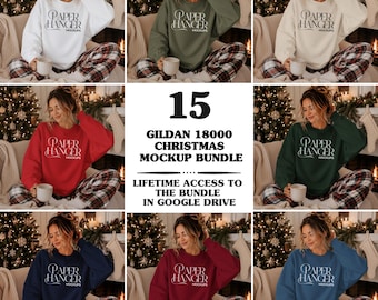 Gildan 18000 Christmas Mockup Bundle, 18000 Sweatshirt Cozy Holiday Mockups (Digital Download)