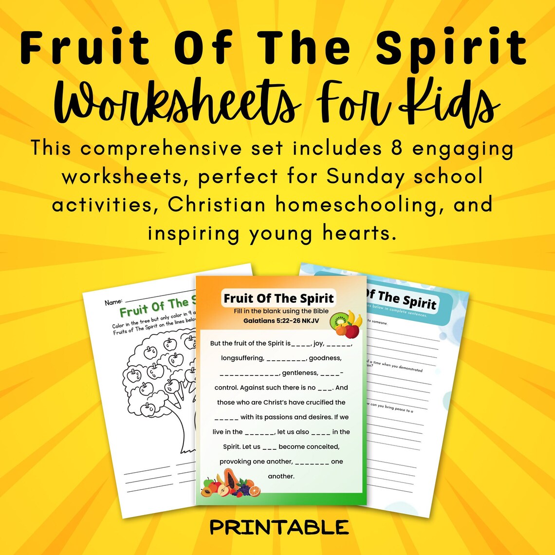 Fruit of the Spirit Holy Spirit Sunday School Activities Etsy