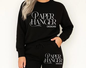 Black Sweatpants Mockup, Sweatsuit Mock-up, Jogger Set Mockup (Digital Download)
