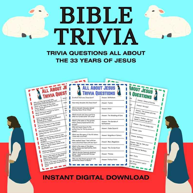 Jesus Trivia Questions, Bible Trivia, Kids Bible Game, Sunday School