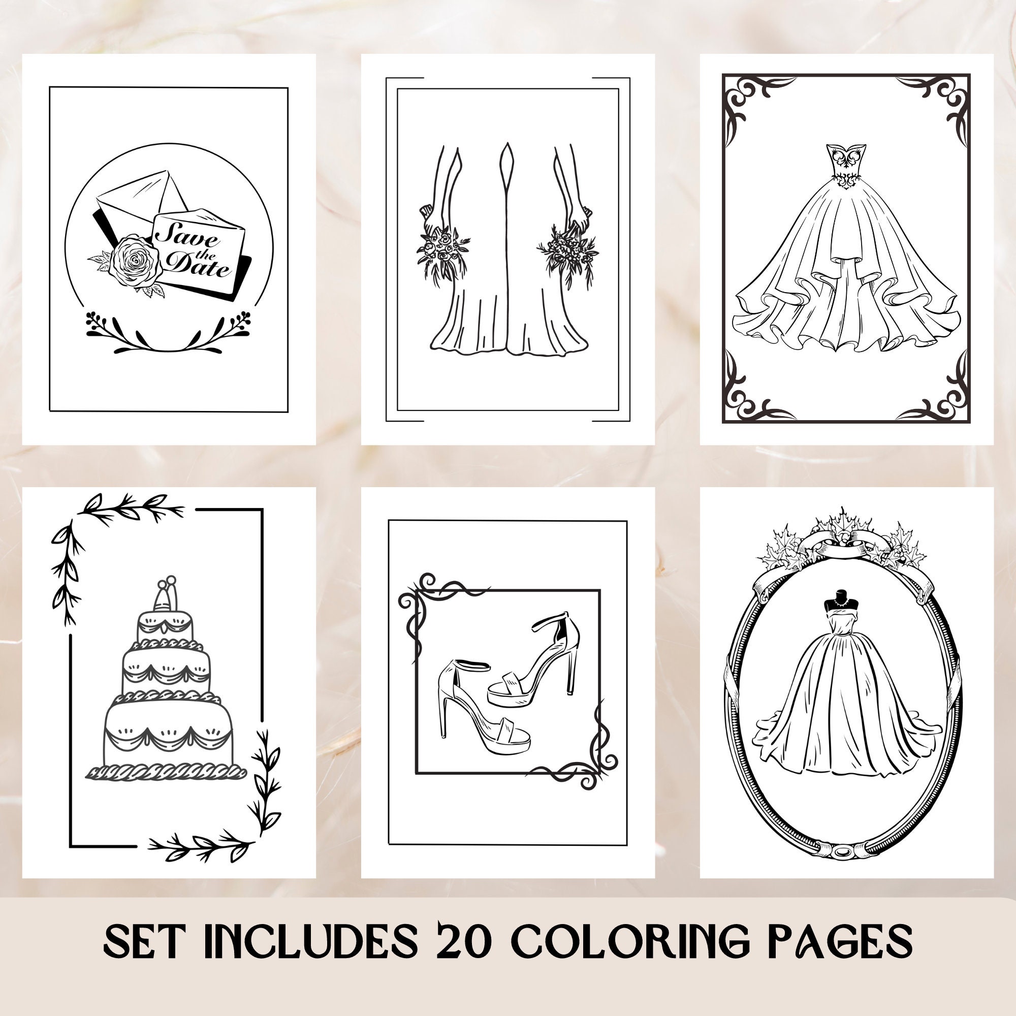 Wedding Coloring Book, Wedding Coloring Pages, Kids Wedding Activity ...
