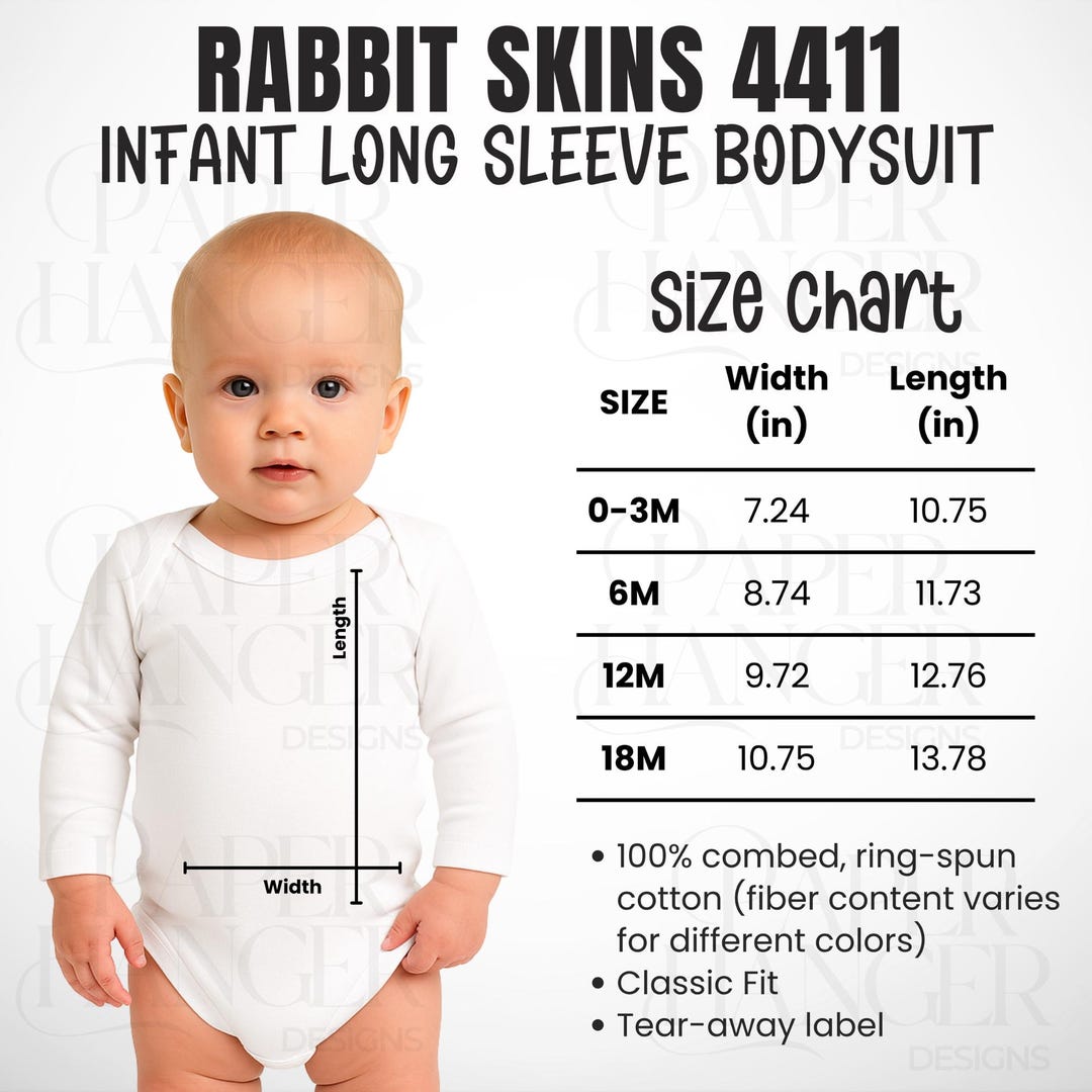 Rabbit Skins 4411 Size Chart Mockup (digital Download) Etsy