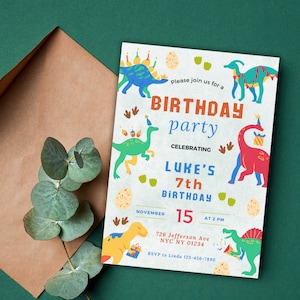 Dinosaur Birthday Invitation, Dinosaur Invitation, Dinosaur Birthday Invite, Dinosaur Party Invitation, Dinosaur Birthday Party Invitation